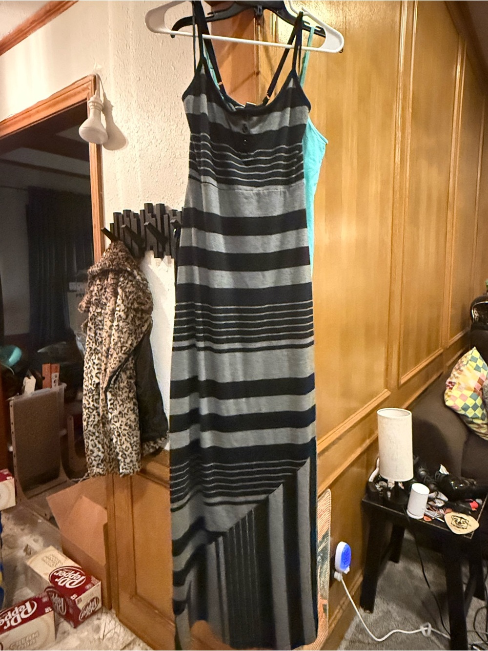 Volcom Black and Gray Striped Maxi Dress EUC